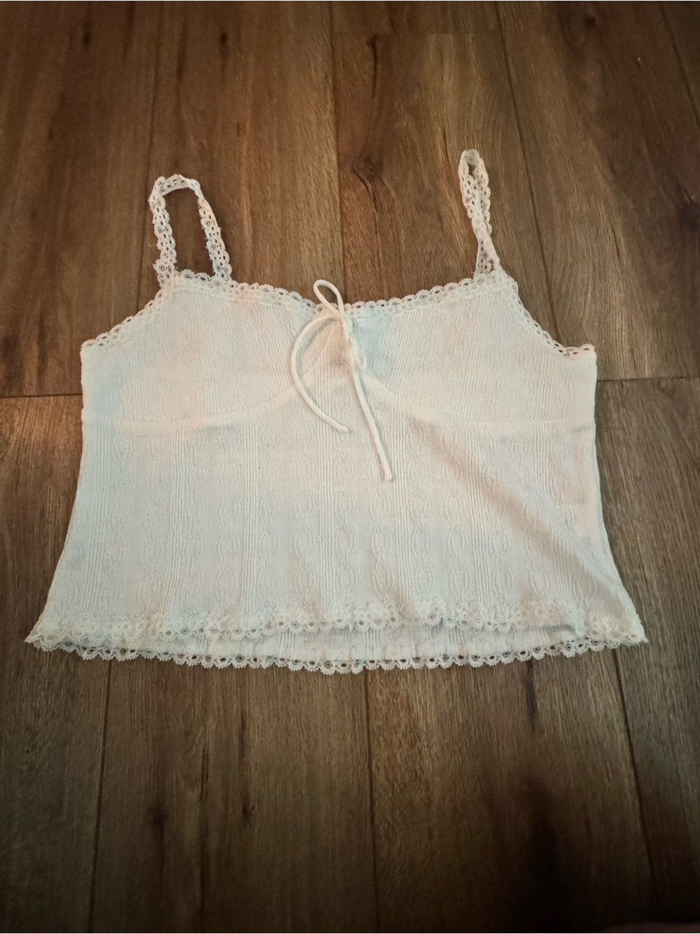 Altar’d State Women's Lace-Trim White Cami Top